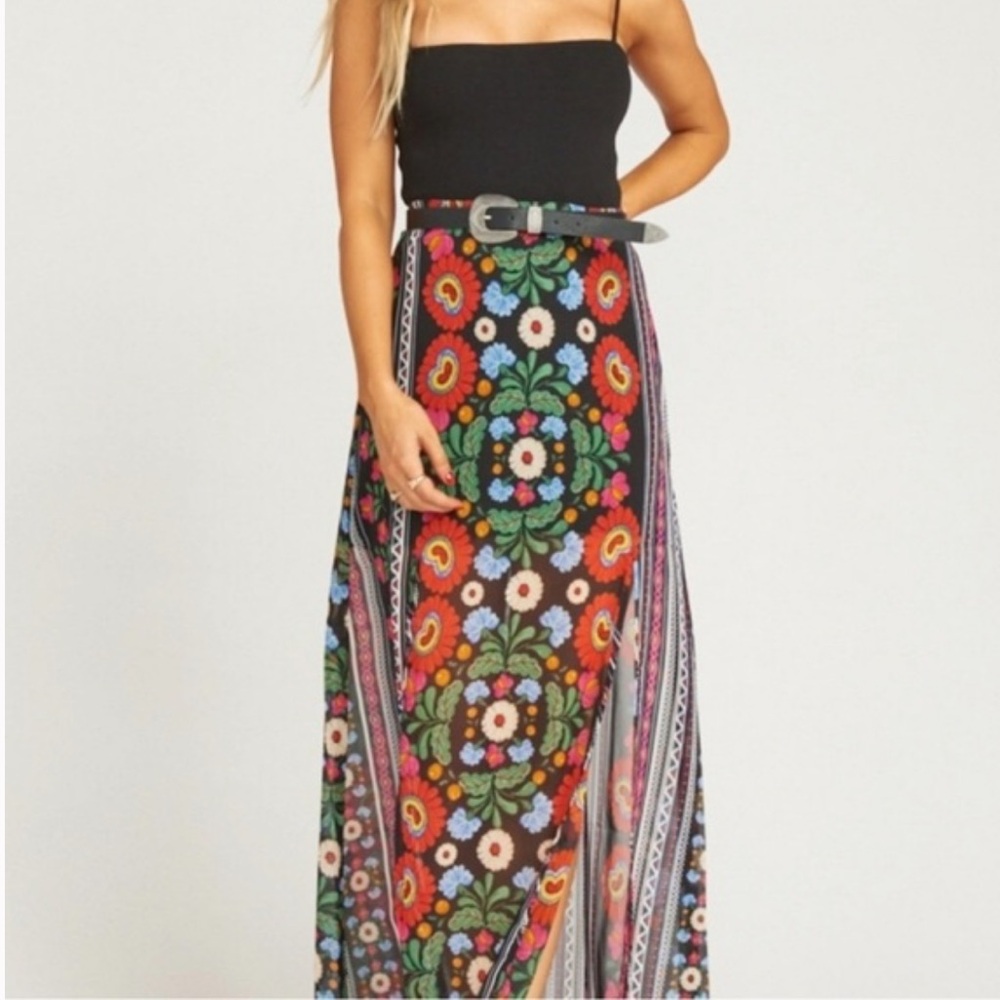 Show Me Your Mumu MexiCali Mic Mick Double Slit Maxi Skirt